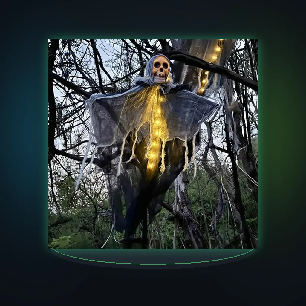 Halloween Skeleton Ghost Decoration Ghost with LED Halloween Decoration LED String Lights for Outdoor Use in Gardens